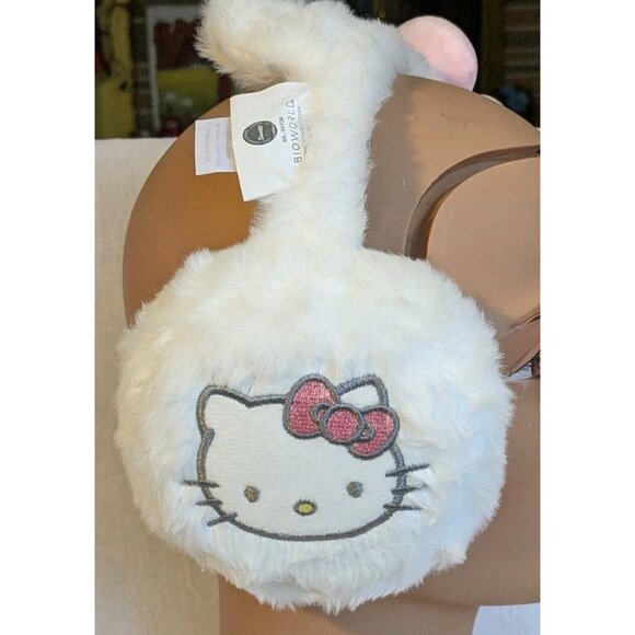 NWT Sanrio Hello Kitty Ear Muffs Fuzzy Hot Topic Pink Bow Faux Fur Cat Kawaii - Picture 13 of 16